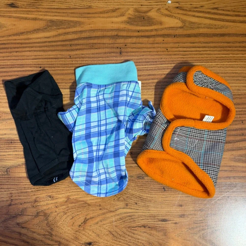 IZOD iStyle Small Pet Apparel Bundle Plaid Polo Fleece Vest Graphic Tank 3pc